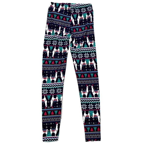Derek Heart‎ Christmas Lllama Holiday Leggings Small Stretch Low Rise Pant Party - Picture 2 of 5